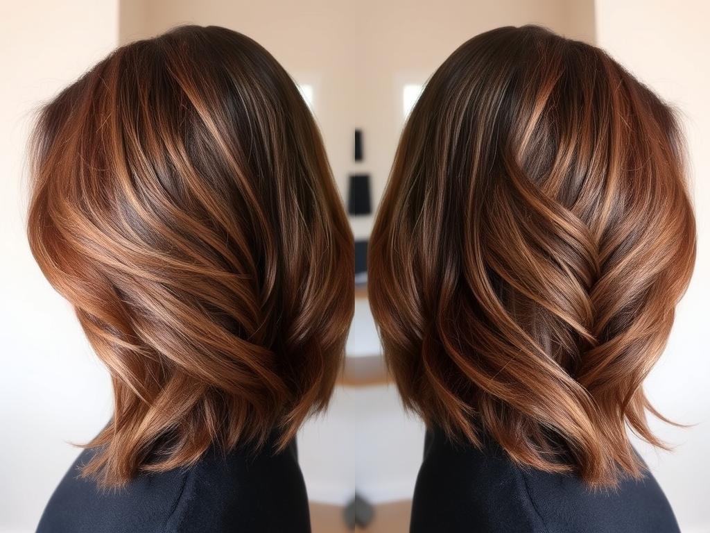 Mocha mousse hair color showing rich brown with creamy highlights