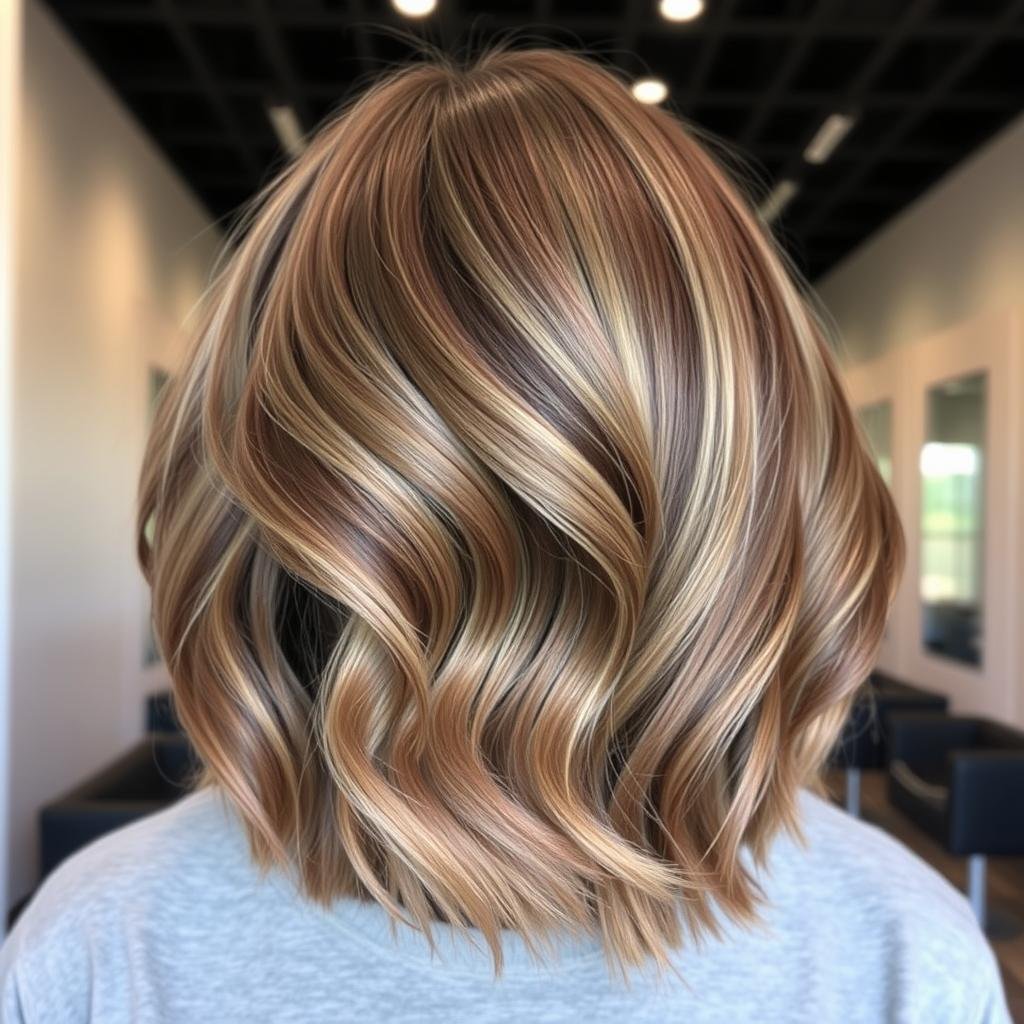 Mushroom brown balayage on bob haircut