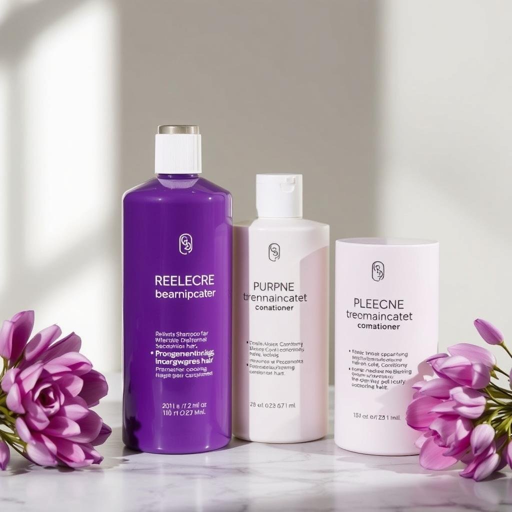 Purple shampoo and color-depositing conditioner for maintaining ombre hair