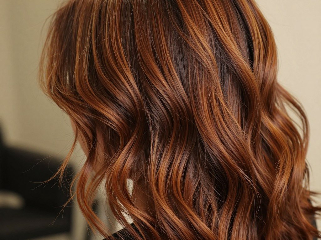 Rich auburn-caramel highlights for fall Rich auburn-caramel highlights for fall
