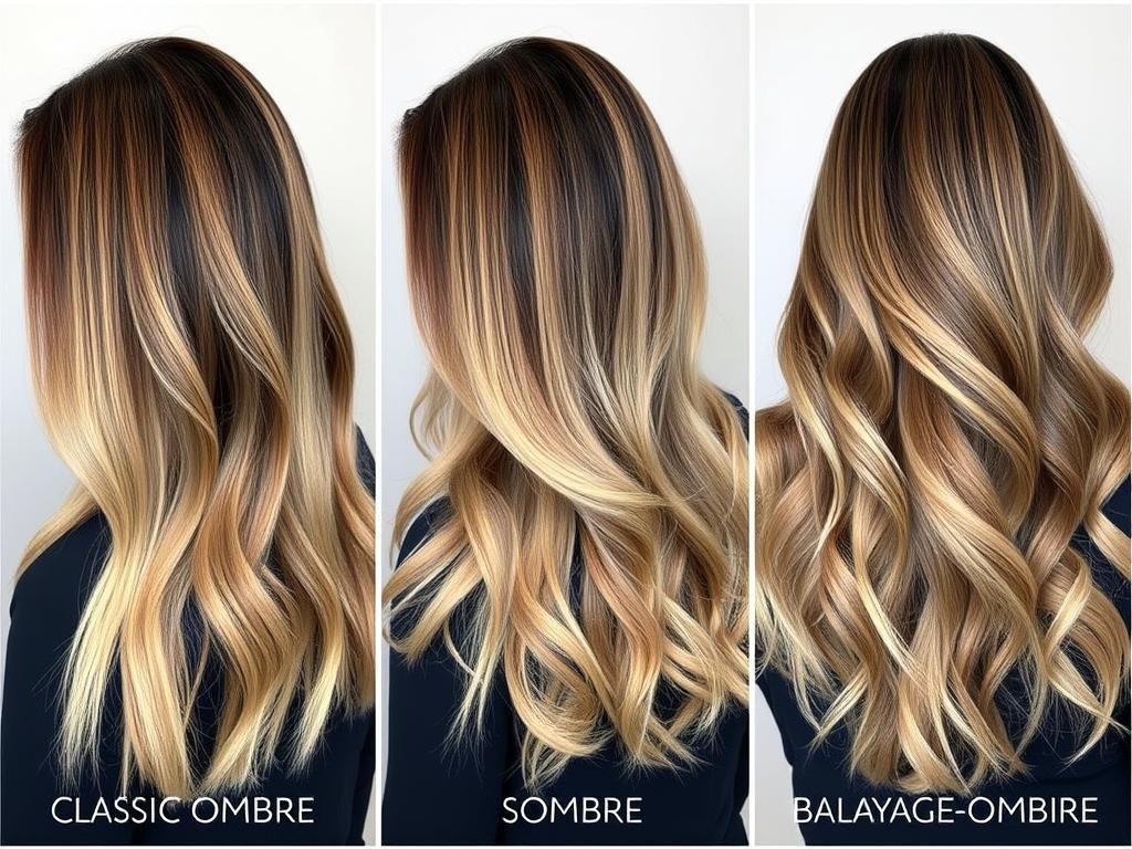 Side-by-side comparison of different ombre hair color techniques Side-by-side comparison of different ombre hair color techniques