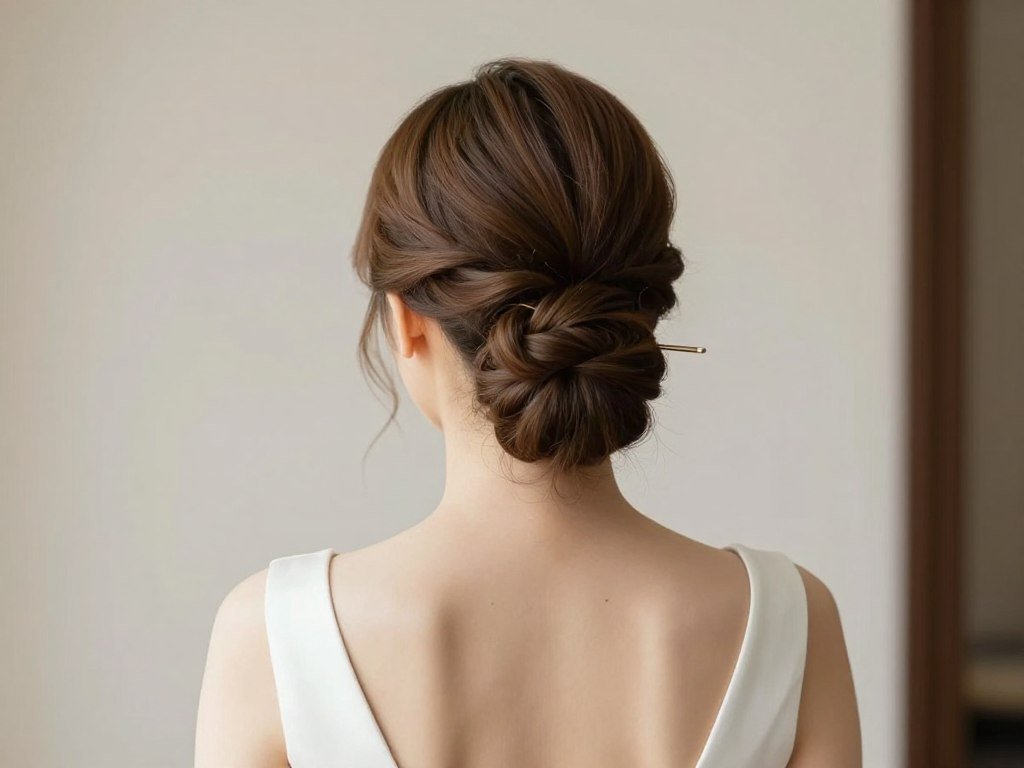 Simple twisted half up half down wedding hairstyle