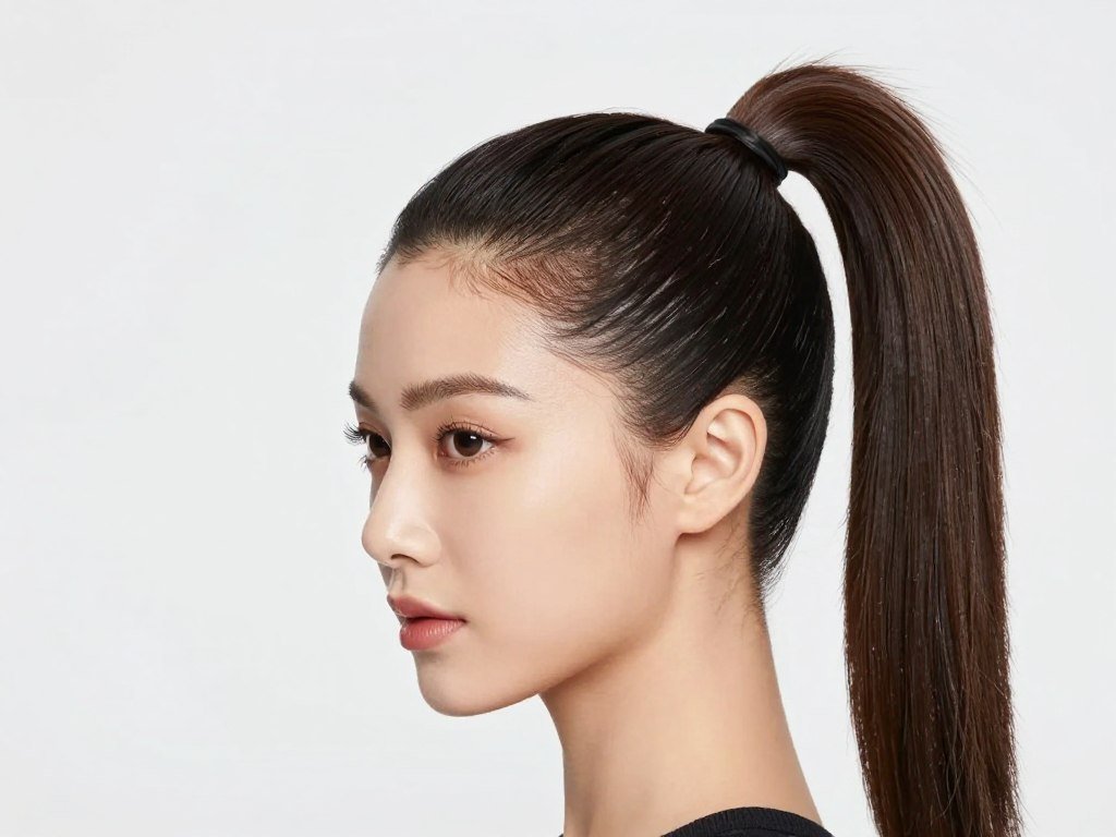 Sleek high-positioned half up half down pigtails for a polished look Sleek high-positioned half up half down pigtails for a polished look