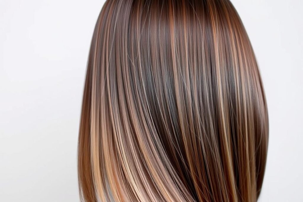 Sleek straight ombre hair on a brunette showing the clean color transition
