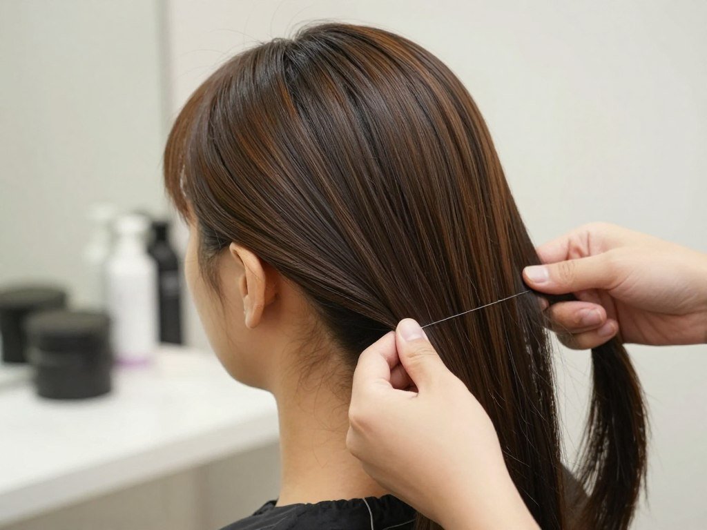 Slick back half up half down style on fine hair Slick back half up half down style on fine hair