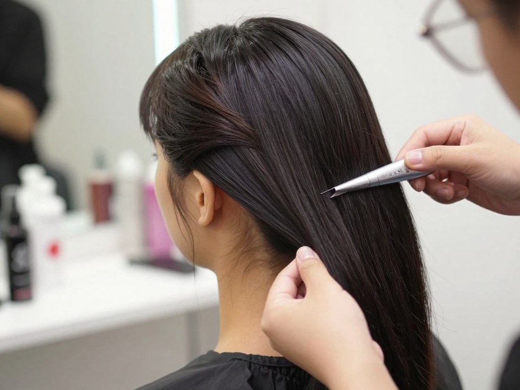 Slick back half up half down style on thick hair Slick back half up half down style on thick hair