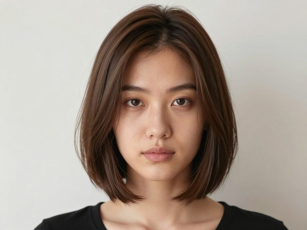 Soft brown bob with subtle babylights throughout Soft brown bob with subtle babylights throughout