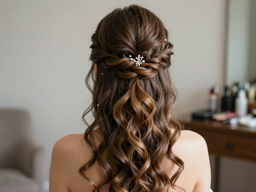 Sophisticated twisted half up half down bridal hairstyle Sophisticated twisted half up half down bridal hairstyle