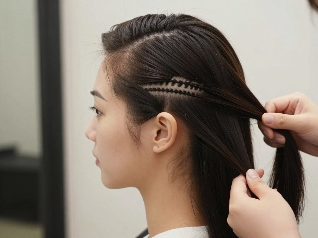 Step 1: Sectioning hair for half up half down slick back hairstyle Step 1: Sectioning hair for half up half down slick back hairstyle