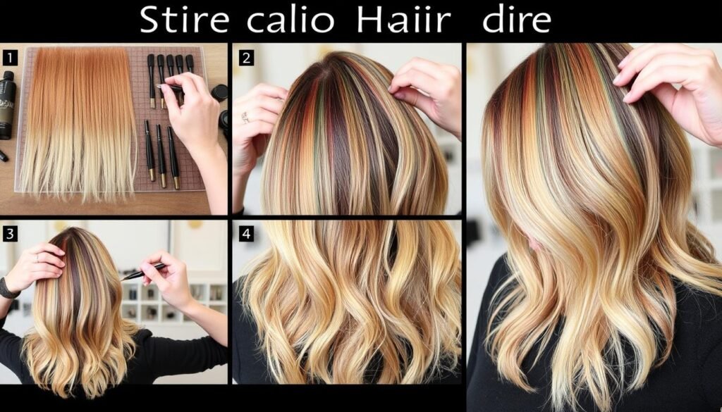 Step-by-step process of creating calico hair color at home Step-by-step process of creating calico hair color at home