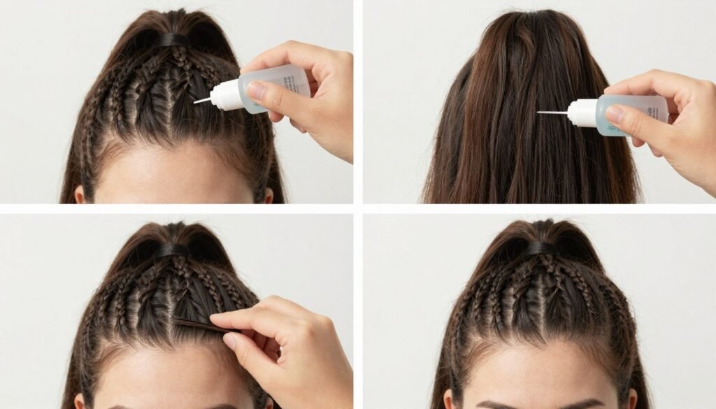 Step-by-step removal process for half up half down quick weave Step-by-step removal process for half up half down quick weave