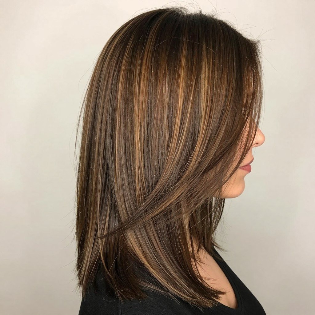 Straight brown hair with highlights brown hair balayage
