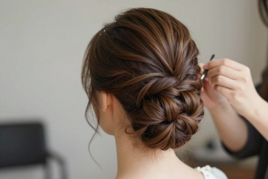 Structured half up half down bridal style for thick hair Structured half up half down bridal style for thick hair