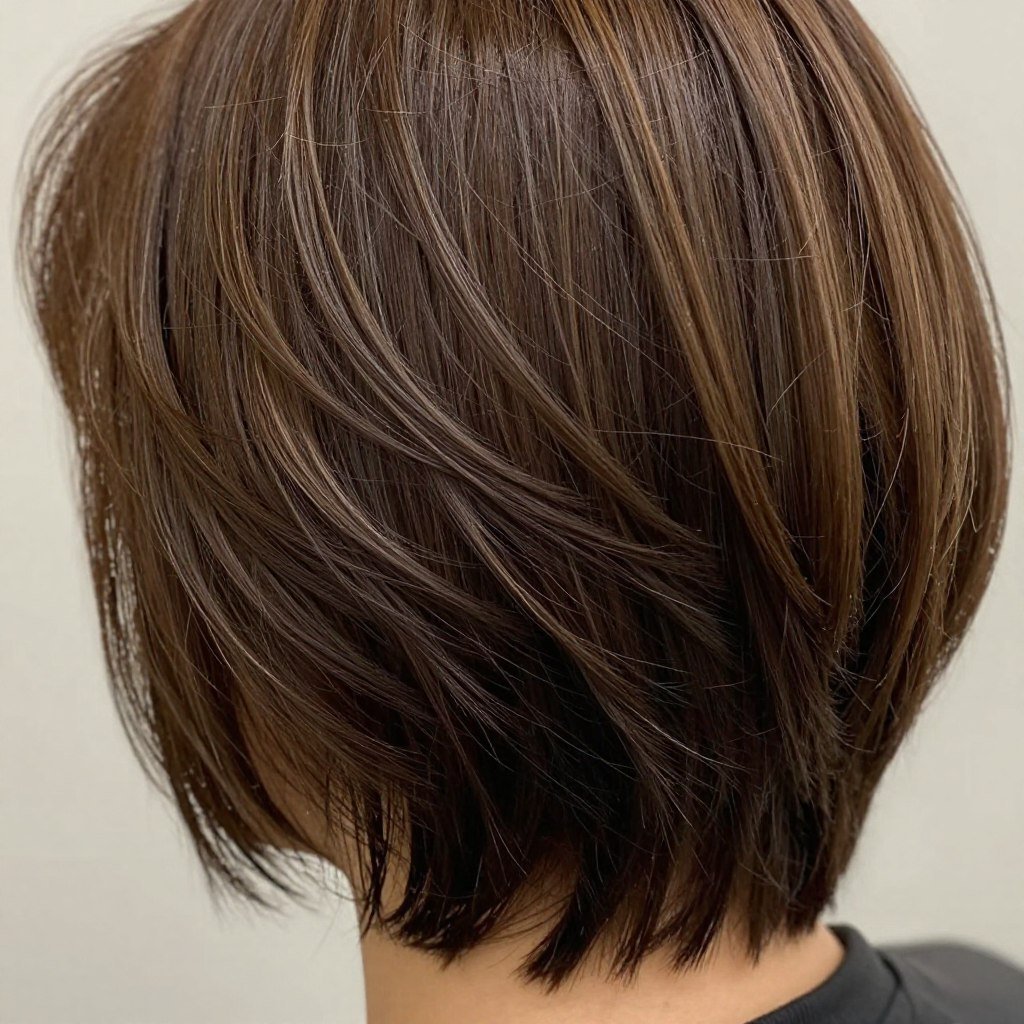 Textured short brown hair with highlights Textured short brown hair with highlights