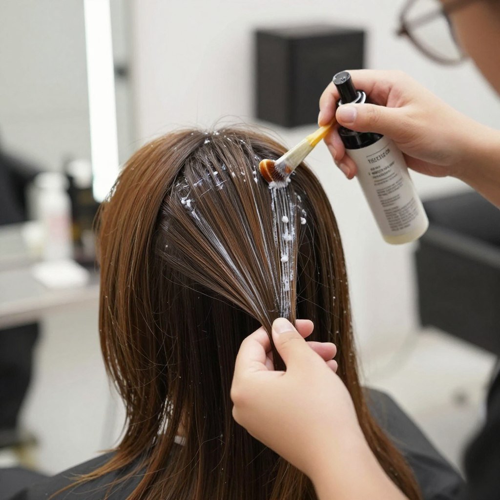 Toning process for highlights brown hair balayage