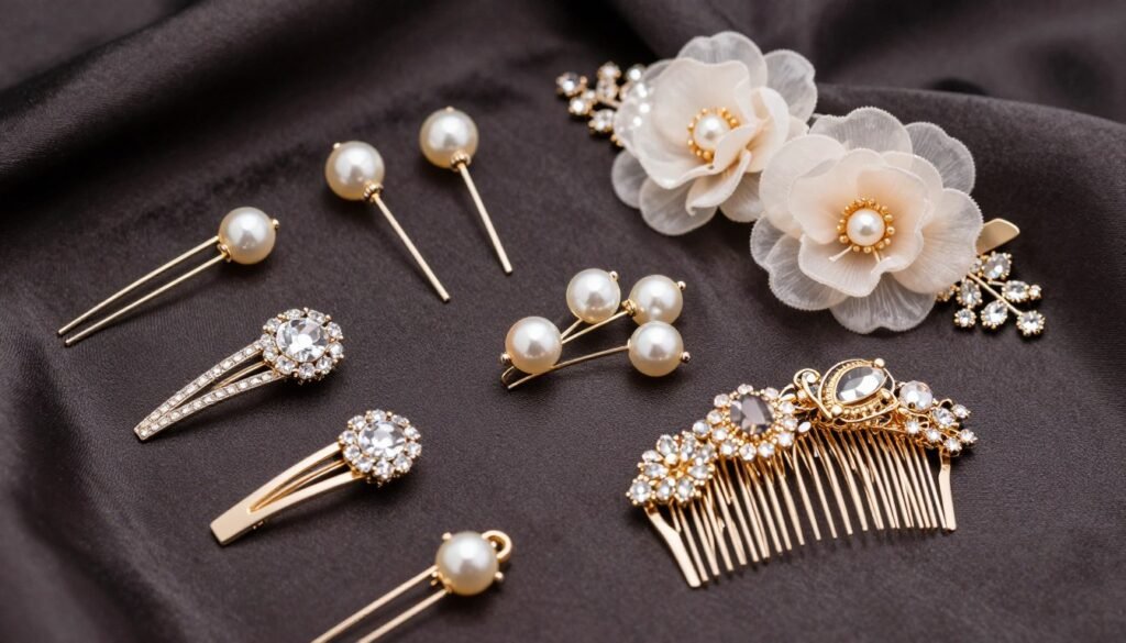 Various hair accessories for enhancing half up half down prom hairstyles