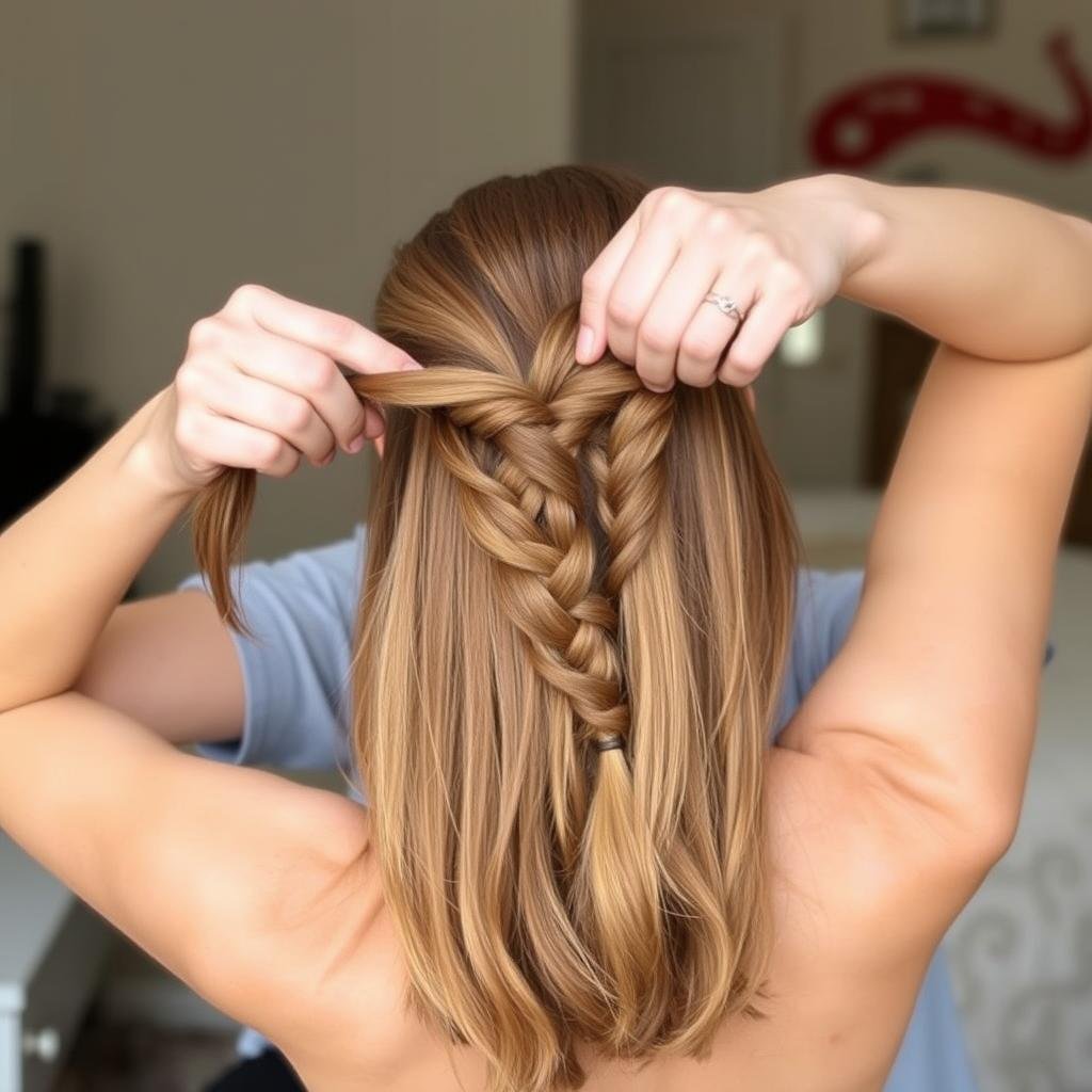 Woman preparing thick medium length hair for overnight styling