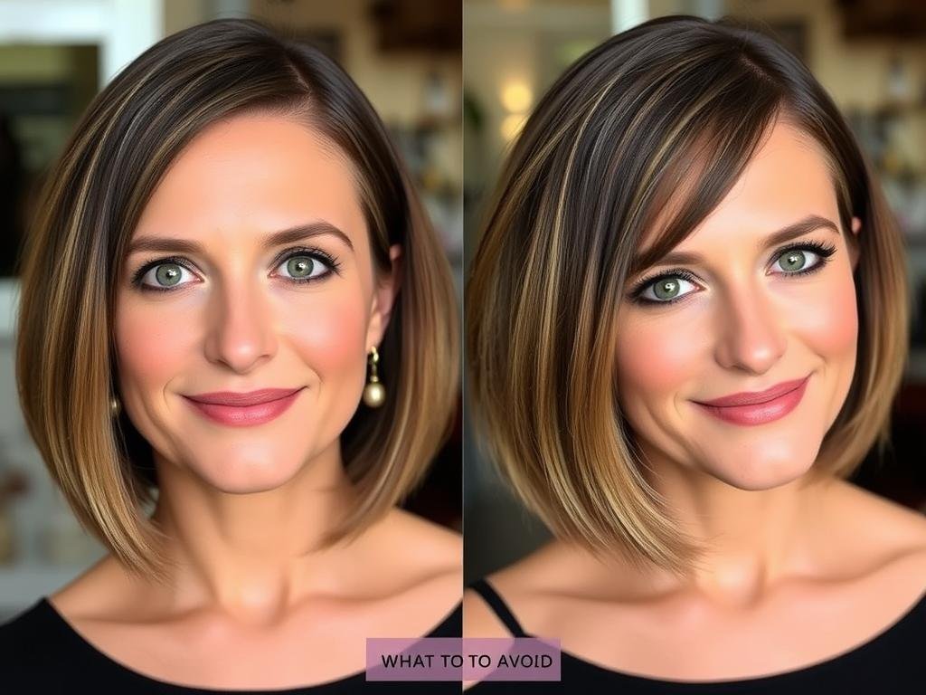 Woman with a haircut that widens a round face
