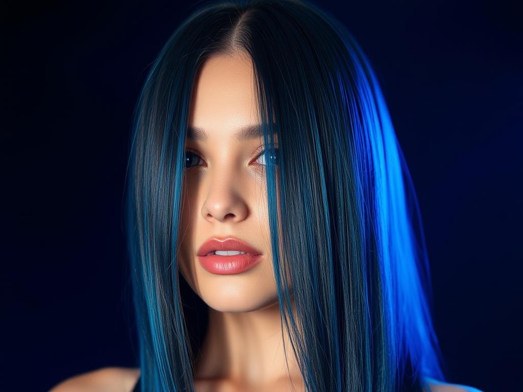 Woman with blue-black hair showing the subtle blue undertones