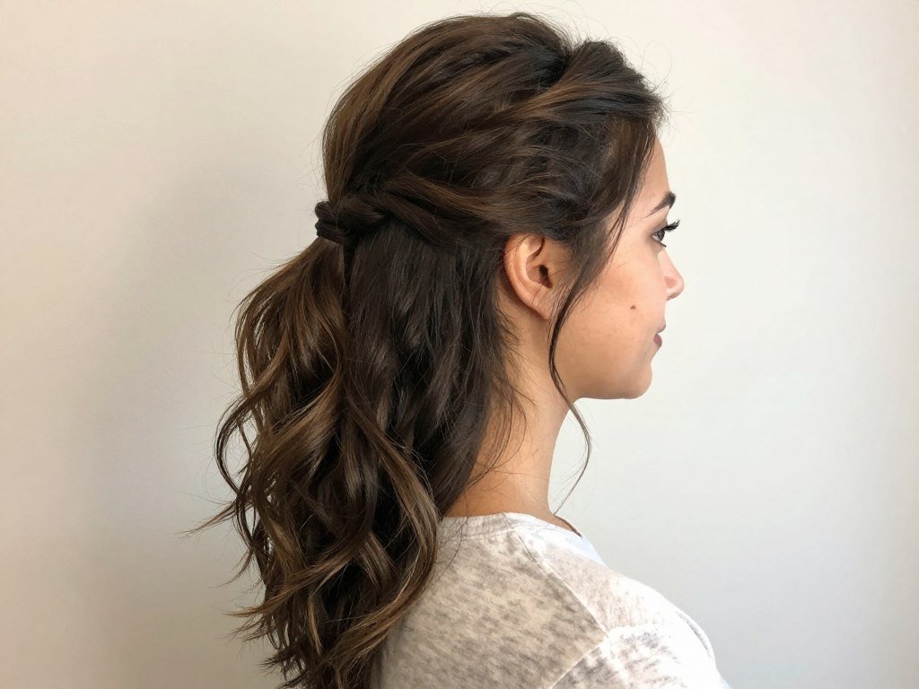 Woman with casual half up style perfect for everyday wear
