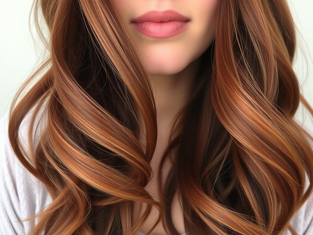 Woman with cinnamon spice dark copper brown hair showing warm reddish-brown tones Woman with cinnamon spice dark copper brown hair showing warm reddish-brown tones