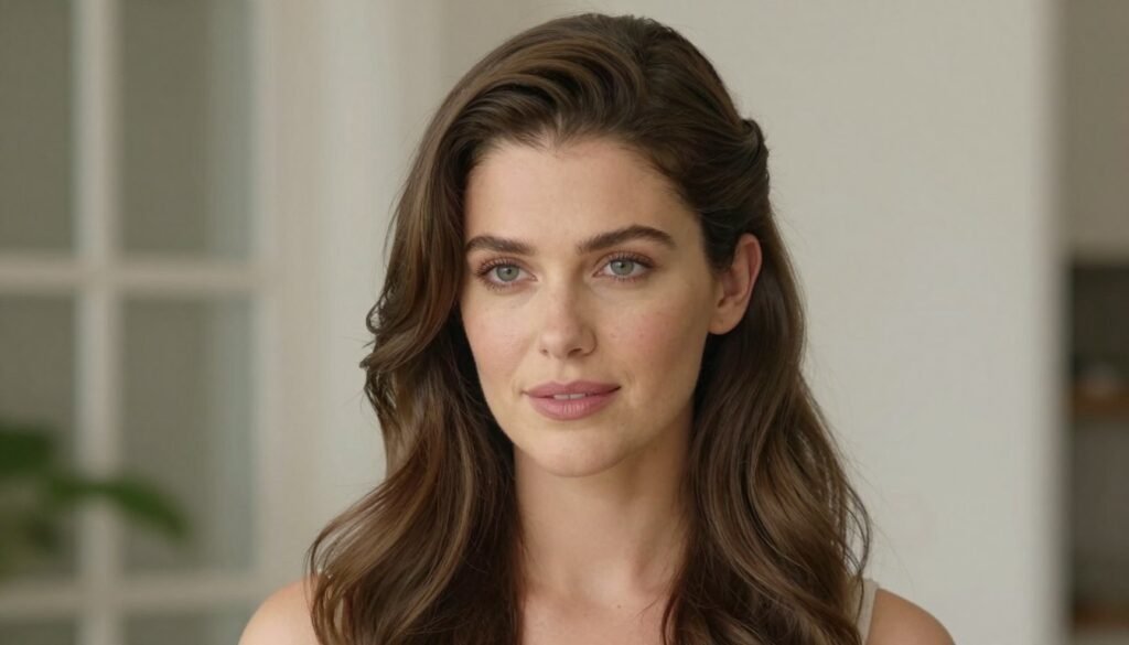 Woman with elegant half up half down hairstyle showing the versatility of the style for different occasions