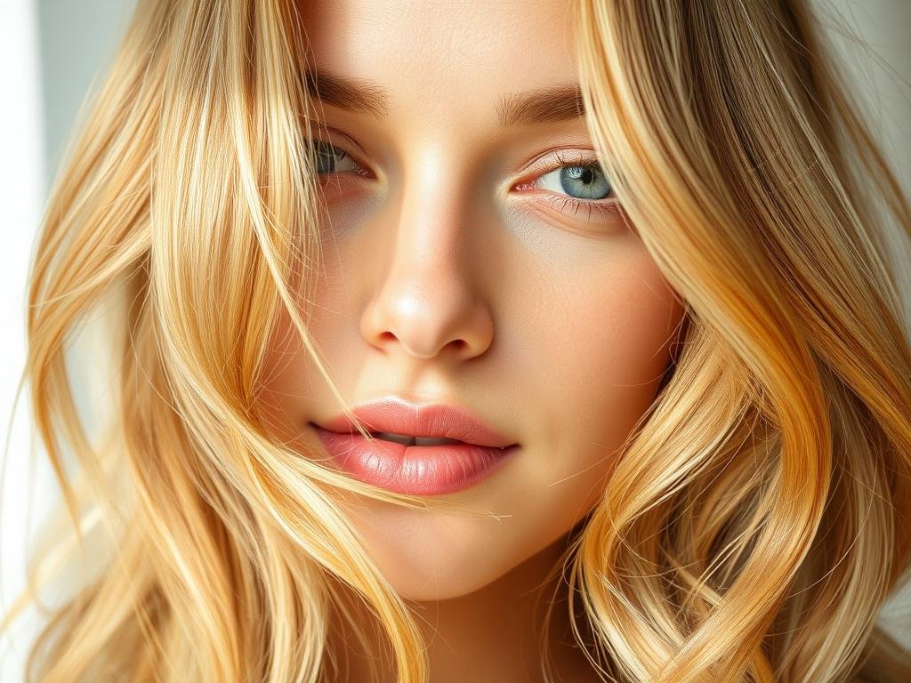 Woman with honey blonde hair color showing warm golden tones perfect for spring