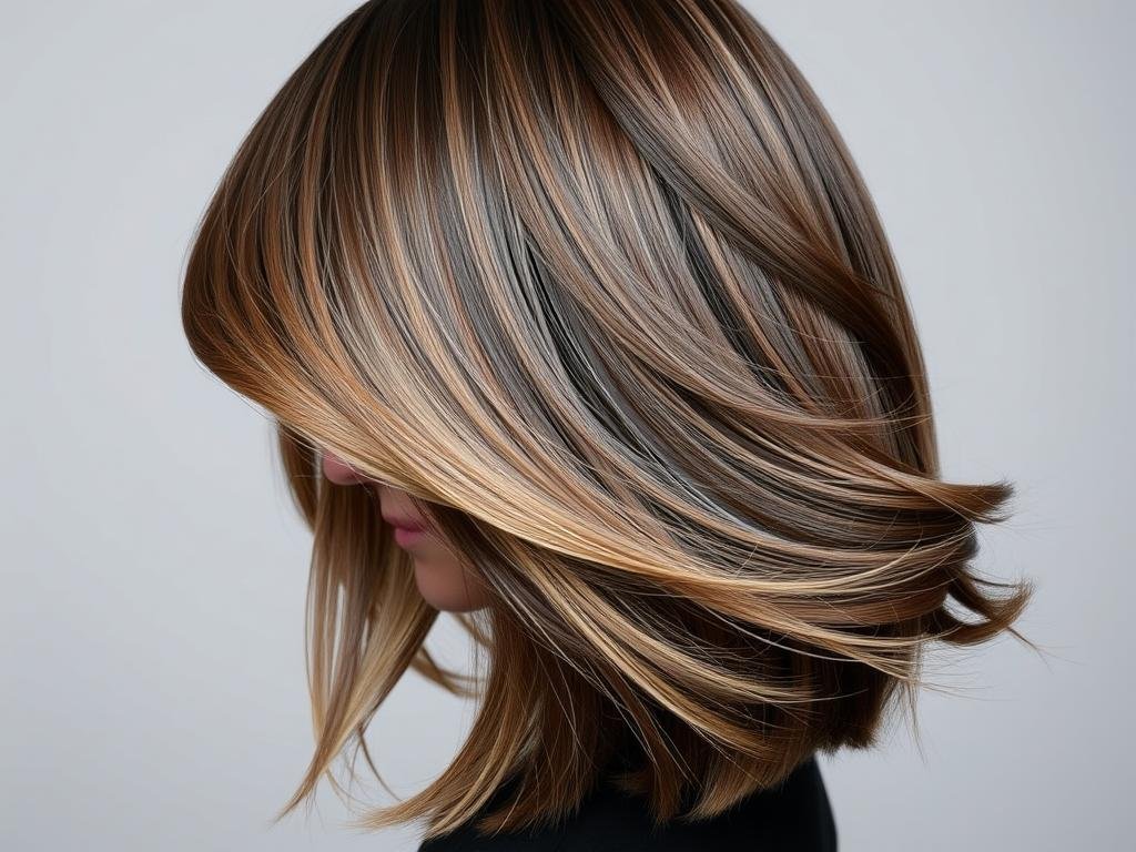 Woman with mocha brown hair showing the balance of warm and cool tones