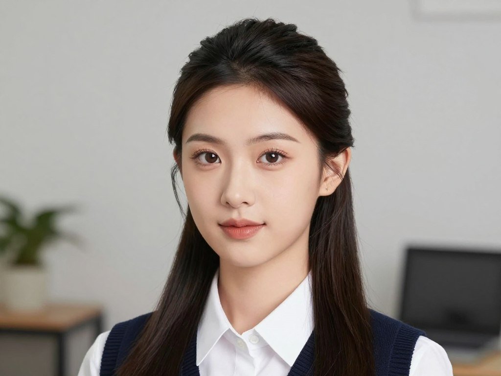 Woman with neat and professional-looking half up half down pigtails suitable for work or school Woman with neat and professional-looking half up half down pigtails suitable for work or school