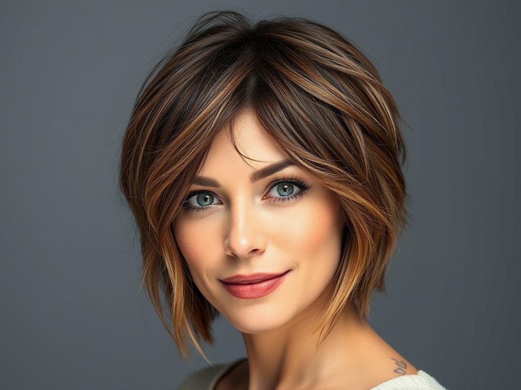 Woman with square face shape wearing a textured lob with soft layers Woman with square face shape wearing a textured lob with soft layers