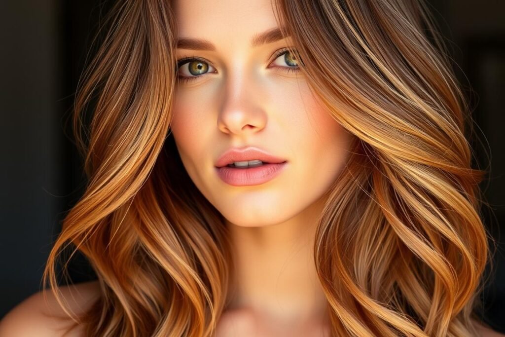 Woman with strawberry brunette hair showing subtle reddish tones in brown hair for summer