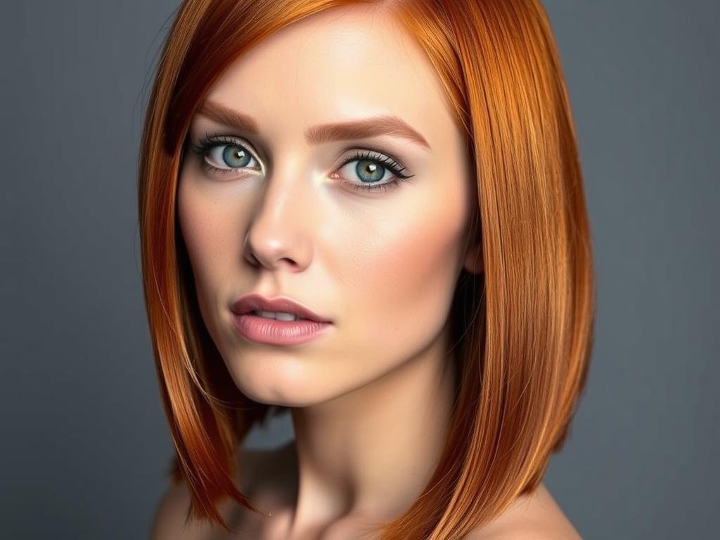 Woman with vibrant copper hair color showing the warm orange-red tone