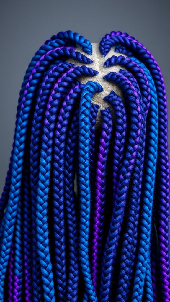 Electric blue and purple knotless braids