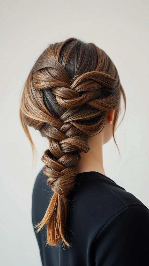 Knotless bob hairstyle with a fishtail braid