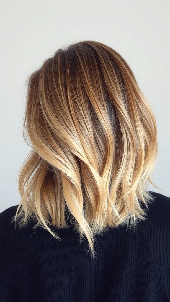 A stylish knotless bob hairstyle featuring a soft ombre effect, showcasing a blend of dark roots and lighter ends.