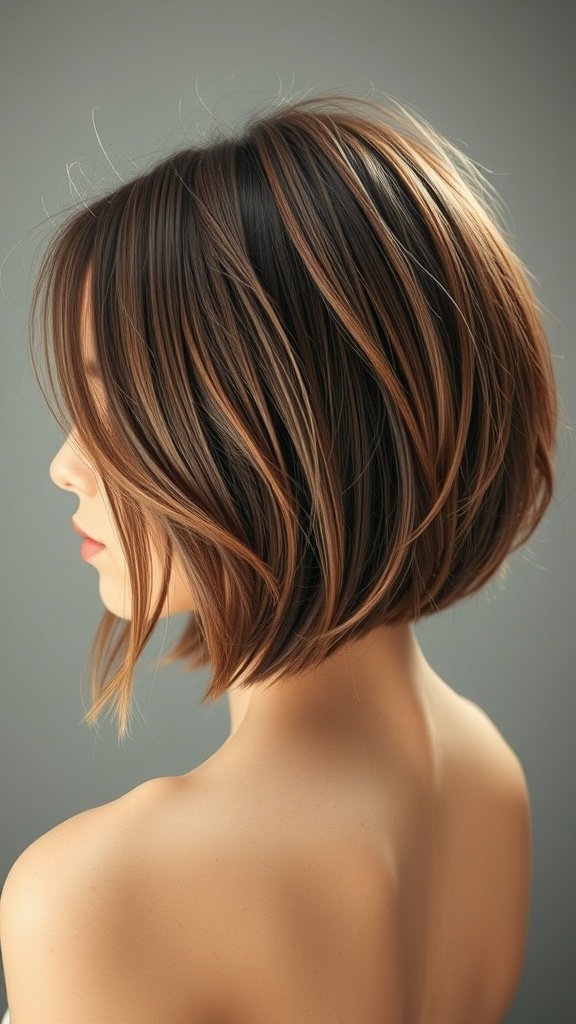 A stylish knotless bob hairstyle with natural texture and subtle highlights.