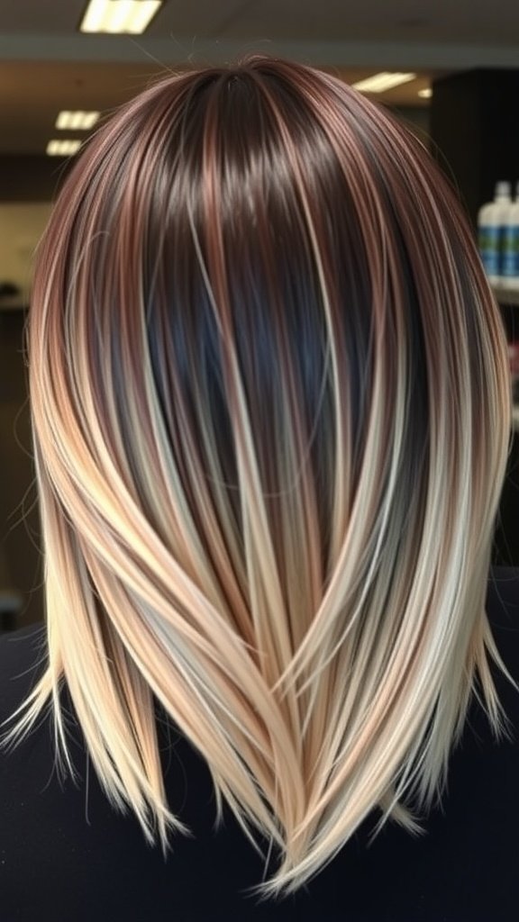 Knotless bob hairstyle with an ombre effect, showcasing a gradient from dark to light hair.