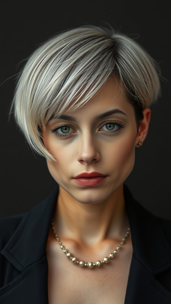 A stylish woman with a knotless bob hairstyle and subtle undercut.