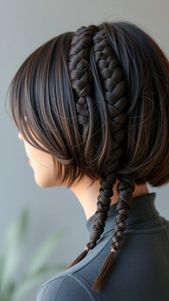 A person with knotless braids styled in a bob length, showcasing neat and polished braids.
