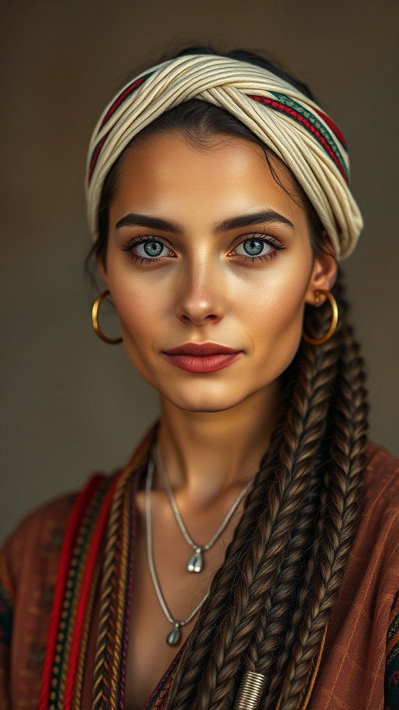 A woman with knotless braids and a boho headband, showcasing a stylish and effortless look.