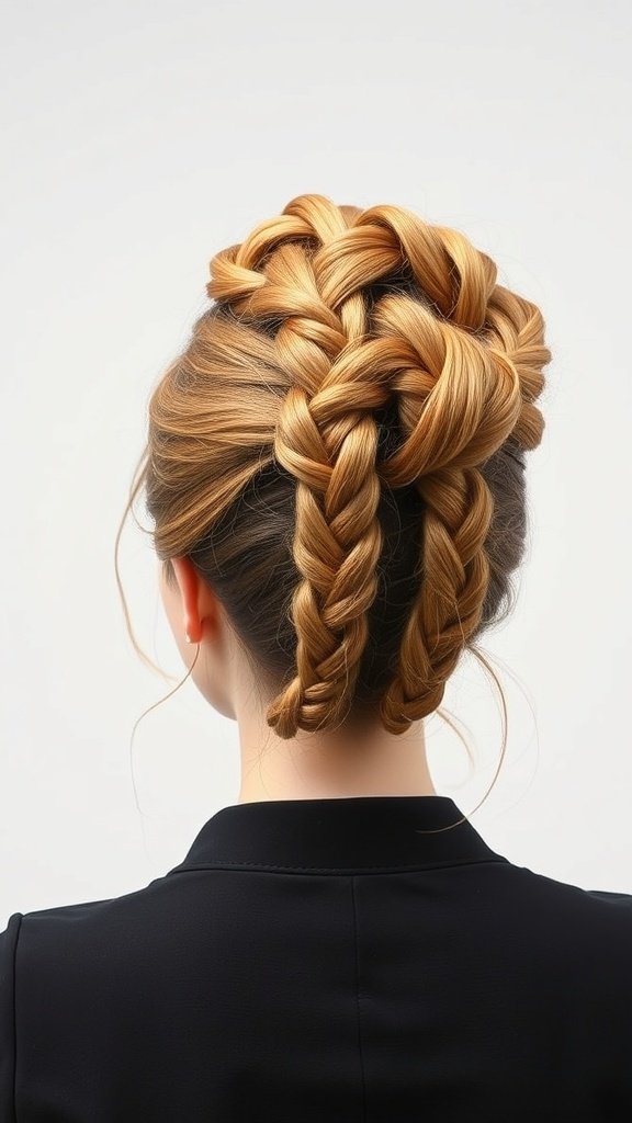 A woman with knotless braids styled into a bouffant hairstyle.