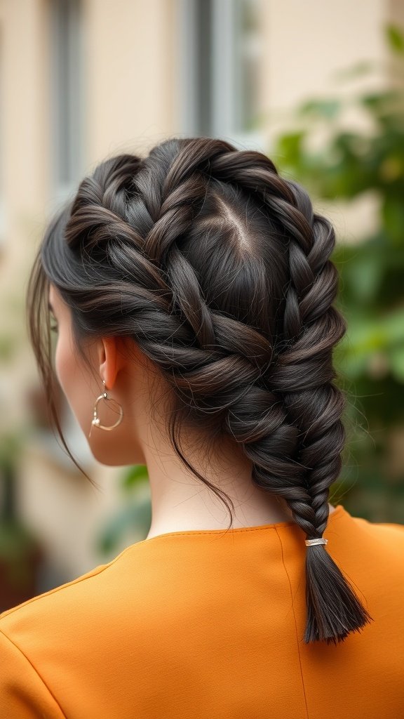 A woman with knotless braids styled into a chic side bun, showcasing a neat and elegant look.