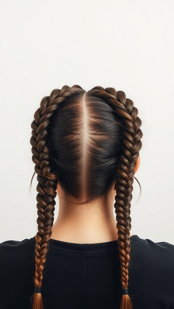 A woman with knotless braids styled in a heart shape.