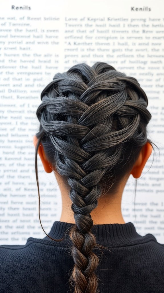 A person with a stylish knotless braid featuring a hidden braid, showcasing intricate hair styling.