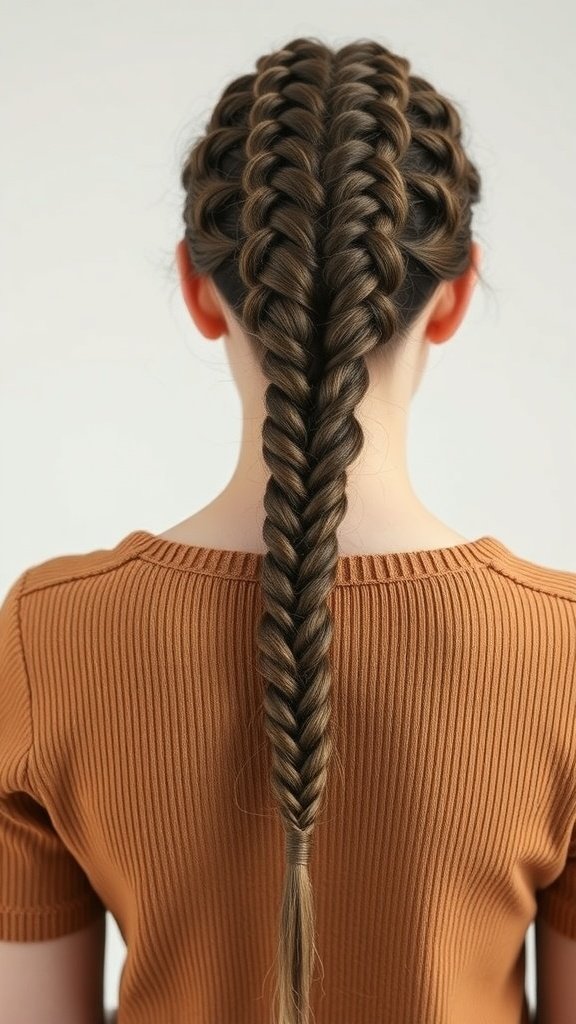 A back view of a person with knotless braids styled in a minimalist fashion.