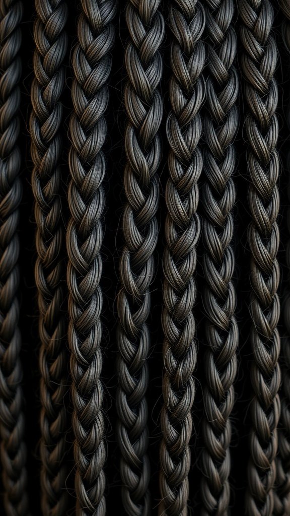 Close-up of medium knotless braids showcasing a natural texture