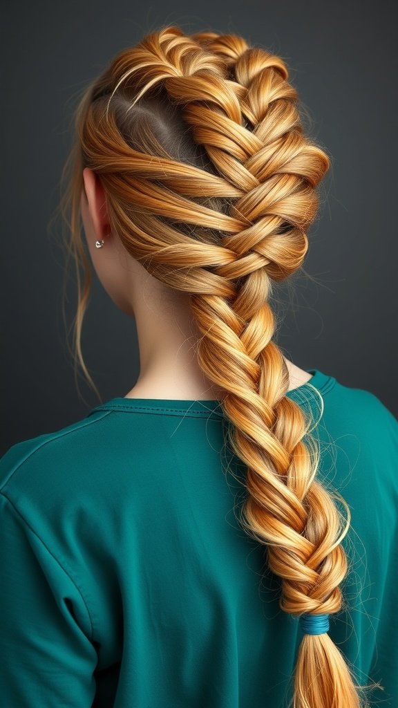 Knotless braids styled with a side fishtail, showcasing a unique and trendy hairstyle.