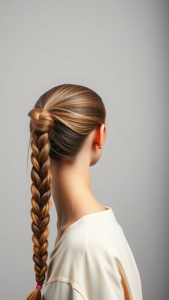 A woman with knotless braids styled in a sleek side ponytail.