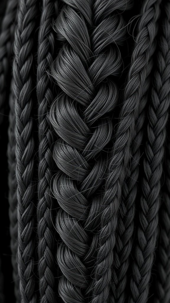 Close-up of knotless braids showcasing a smooth and stylish design.