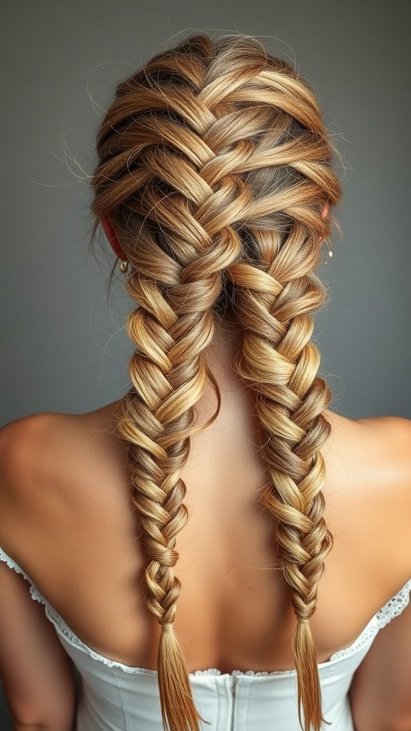 Knotless braids styled in a waterfall effect